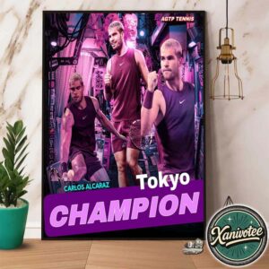 Carlos Alcaraz As He Defeats Fritz 6-4 6-4 To Win His 8th Title Of The Year Champion Tokyo Home Decor Poster Canvas