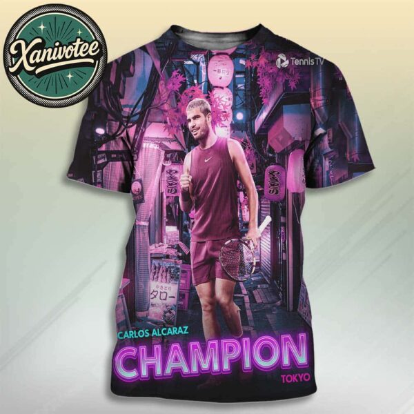 Carlos Alcaraz Wins His 8th Trophy Of 2025 Champion Tokyo All Over Print T-Shirt