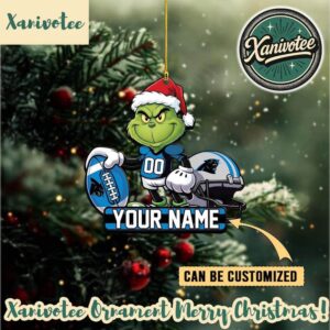 Carolina Panthers NFL x The Grinch Custome Name 2025 Christmas Gifts Tree Decorations Acrylic Ornament
