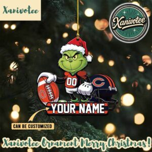 Chicago Bears NFL x The Grinch Custome Name 2025 Christmas Gifts Tree Decorations Acrylic Ornament