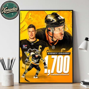 Congrats Sidney Crosby Named To Reach 1700 Points NHL History Home Decor Poster Canvas