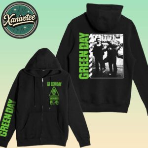 Green Day Warning 25th Anniversary Deluxe Edition Merch Tee Band Photo 2025 Black Zip Hoodie T-Shirt