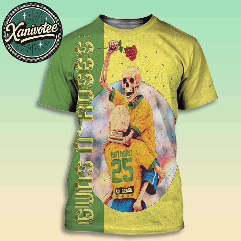 Guns N Roses Poster On October 25 2025 In São Paulo Brazil At Allianz Parque All Over Print T-Shirt Guns N Roses Poster On October 25 2025 In São Paulo Brazil At Allianz Parque All Over Print T-Shirt