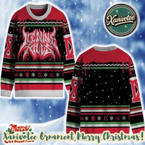 Ice Nine Kills Horrorday With Snowflake Pattern Black And Red Color Xmas Gifts 2025 Knitted Ugly Christmas Sweater