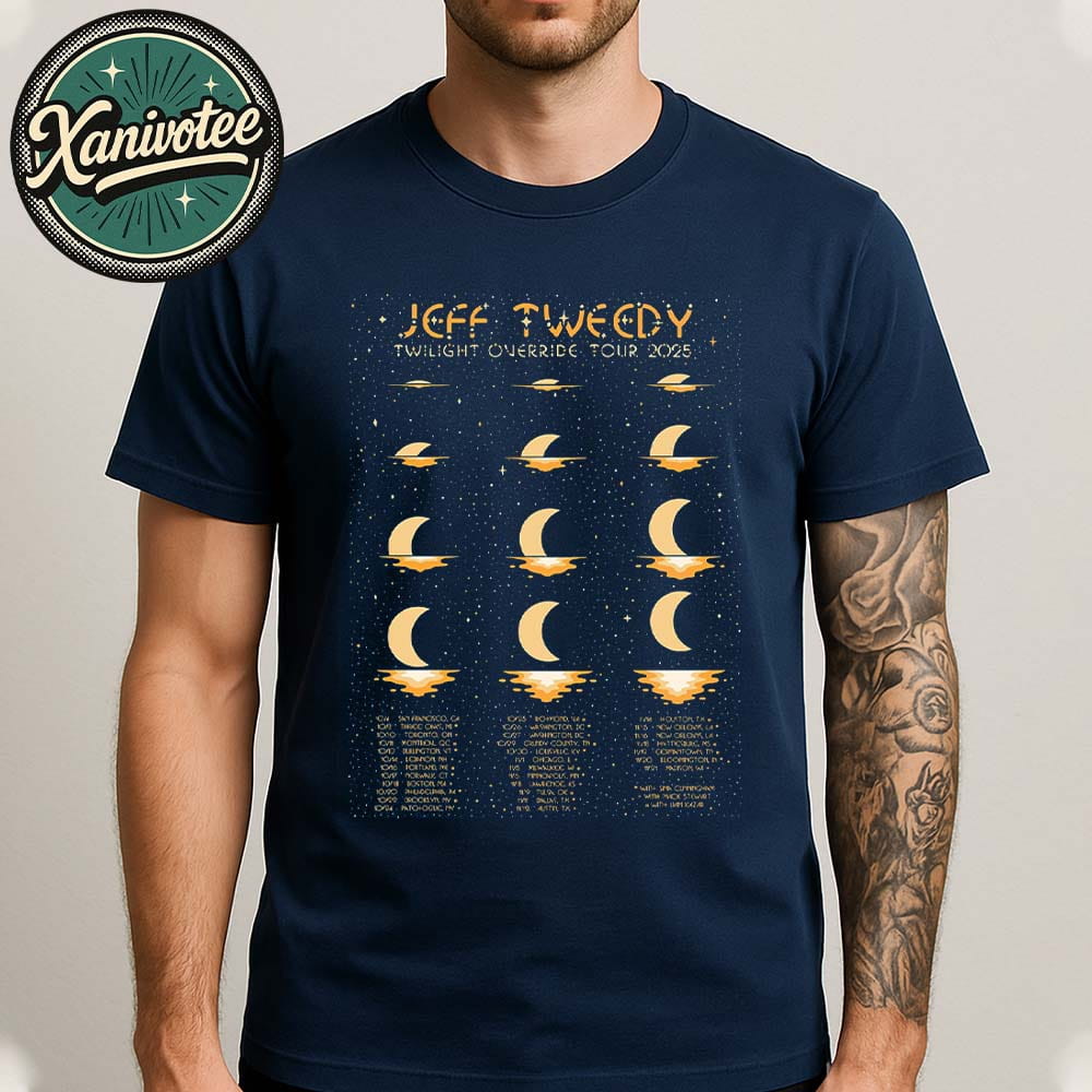 Jeff Tweedy Poster Dates List For Twilight Override Tour 2025 Navy Unisex T-Shirt