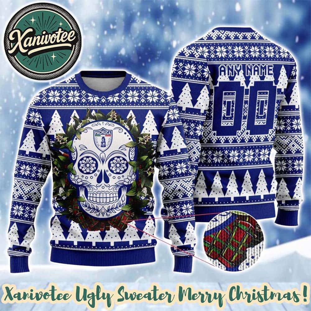 LIGA MX C.F. Pachuca Special Sugar Skull 2025 Knitted Ugly Christmas Sweater