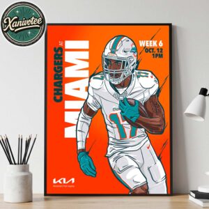 Los Angeles Chargers Vs Miami Dolphins Matchup NFL Poster For Week 6 On October 12 2025 Home Decor Poster Canvas