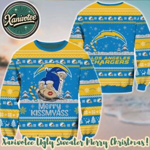 Los Angeles Chargers x Santa Claus Merrykissmyass Funny 2025 Personalized Christmas Ugly Christmas Sweater Gift For Men And Women