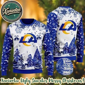 Los Angeles Rams Logo Football Team NFL Special Family Matching Ugly Christmas Sweater 2025 For Christmas Eve