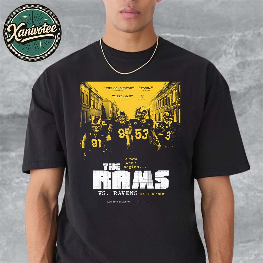 Los Angeles Rams Vs Baltimore Ravens Matchup NFL Poster For Week 6 On October 12 2025 Classic T-Shirt