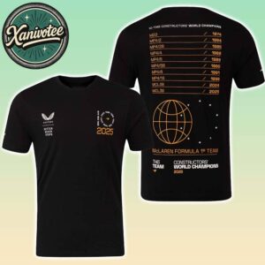 McLaren Formula 1 Team 2025 Constructors’ 10 Times World Champions Two Sided Print Unisex T-Shirt
