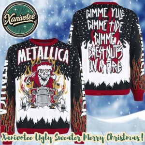 Metallica Gimme Yule Gimme Tide Gimme Chest Nuts On A Fire 2025 Ugly Christmas Sweater