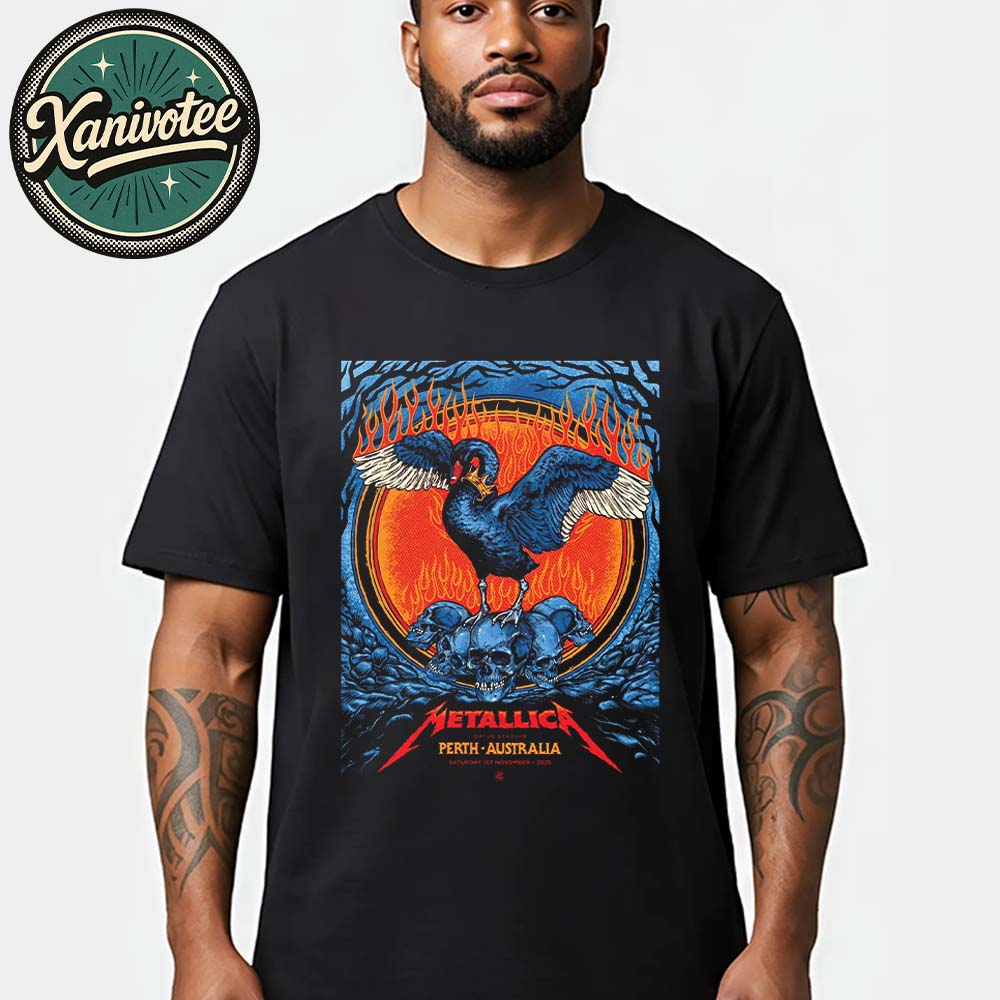 Metallica M72 Perth 2025 Tonight Poster For On Saturday November 1st 2025 In Perth Australia At Optus Stadium Art By Ben Brown Unisex T-Shirt