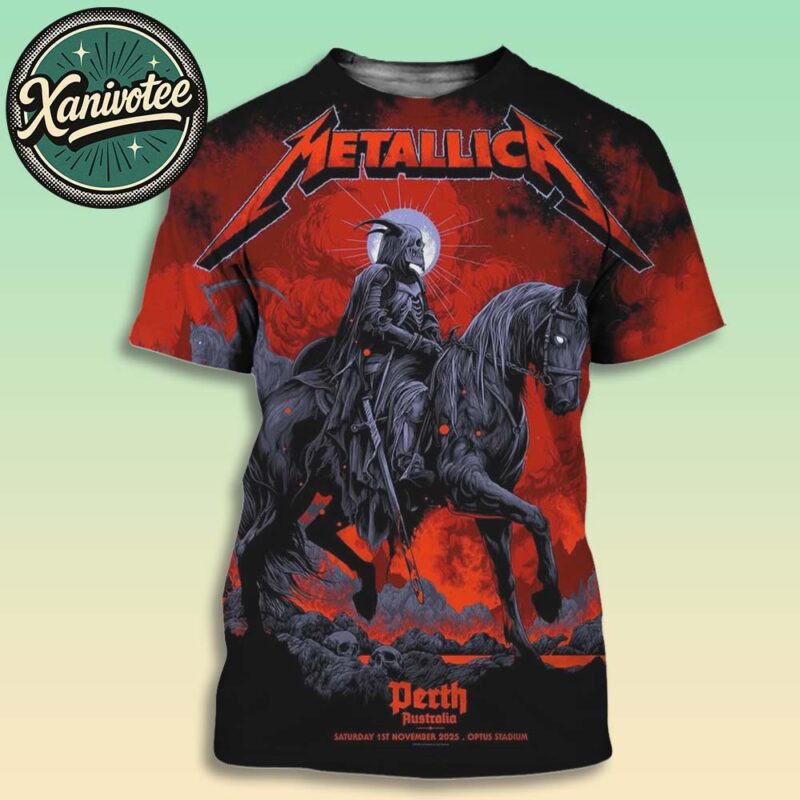Metallica M72 Perth Pop Up Shop Poster Art By Ken Taylor For Perth Australia At Optus Stadium On November 1 2025 All Over Print T Shirt