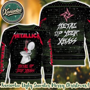 Metallica Metal Up Your Xmass 2025 Knitted Ugly Christmas Sweater