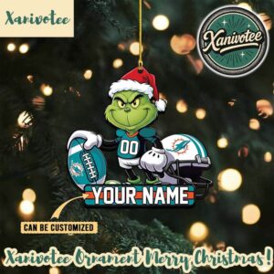 Miami Dolphins NFL x The Grinch Custome Name 2025 Christmas Gifts Tree Decorations Acrylic Ornament