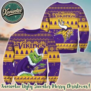 Minnesota Vikings Football x Grinch Limited Edition Christmas 2025 Funny Ugly Sweater