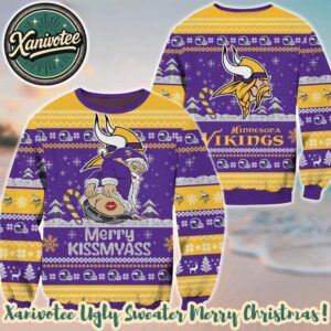 Minnesota Vikings x Santa Claus Merrykissmyass Funny Matching Couple Ugly Christmas Sweater 2025 Holiday Outfit