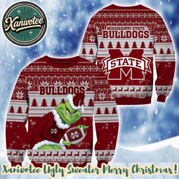 Mississippi State Bulldogs NCAA x Grinch Holiday Christmas Xmas Ugly Christmas Sweater 2025