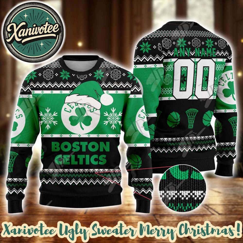 NBA Boston Celtics Special Custome Name And Number 2025 Knitted Ugly Christmas Sweater NBA Boston Celtics Special Custome Name And Number 2025 Knitted Ugly Christmas Sweater