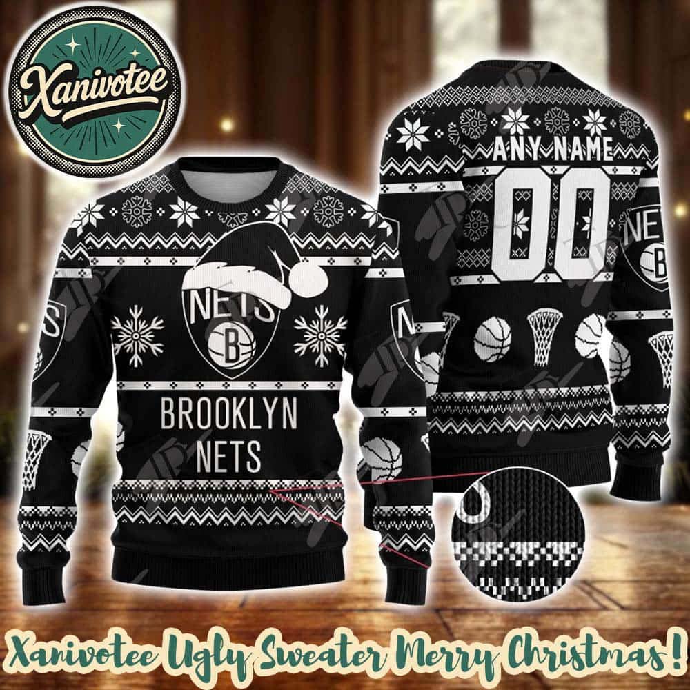 NBA Brooklyn Nets Special Custome Name And Number 2025 Knitted Ugly Christmas Sweater NBA Brooklyn Nets Special Custome Name And Number 2025 Knitted Ugly Christmas Sweater