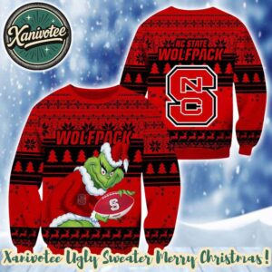NC State Wolfpack NCAA x Grinch Holiday Christmas Xmas Ugly Christmas Sweater 2025