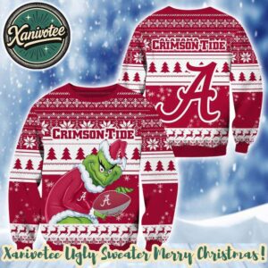NCAA Alabama Crimson Tide x Grinch Personalized Christmas 2025 Holiday Ugly Christmas Sweater
