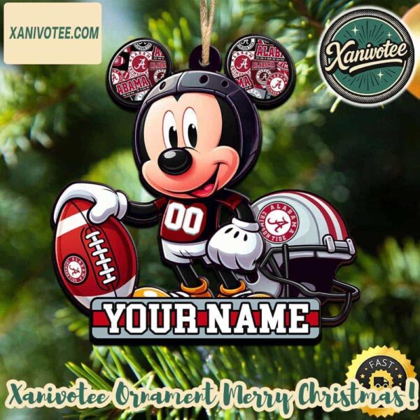NCAA Alabama Crimson Tide x Mickey Mouse Xmas 2025 Holiday Ornament