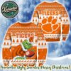 NCAA Clemson Tigers HO HO HO 2025 Knitted Ugly Christmas Sweater