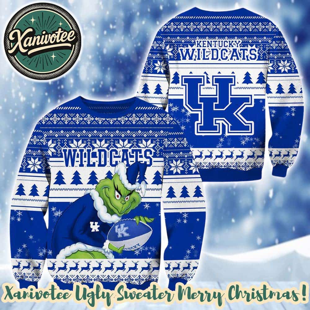 NCAA Kentucky Wildcats With Grinch 2025 Personalized Christmas Ugly Christmas Sweater Gift For Men And Women NCAA Kentucky Wildcats With Grinch 2025 Personalized Christmas Ugly Christmas Sweater Gift For Men And Women