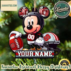NCAA NC State Wolfpack x Mickey Mouse Personalized Christmas 2025 Tree Decoration Holiday Christmas Ornament