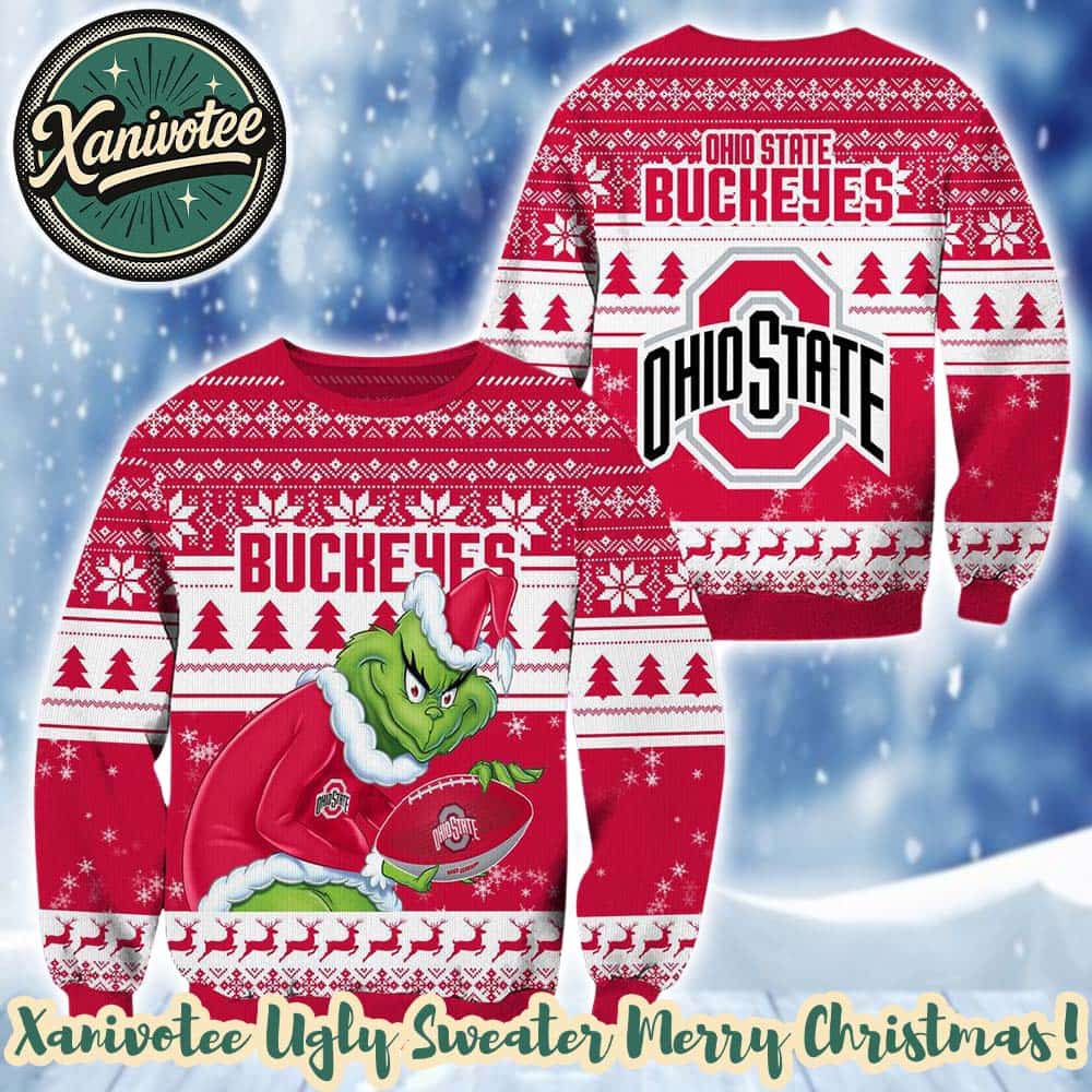 NCAA Ohio State Buckeyes x Grinch Gift For Fan 2025 Knitted Ugly Christmas Sweater NCAA Ohio State Buckeyes x Grinch Gift For Fan 2025 Knitted Ugly Christmas Sweater