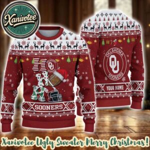 NCAA Oklahoma Sooners HO HO HO Holiday Christmas Xmas Ugly Christmas Sweater 2025