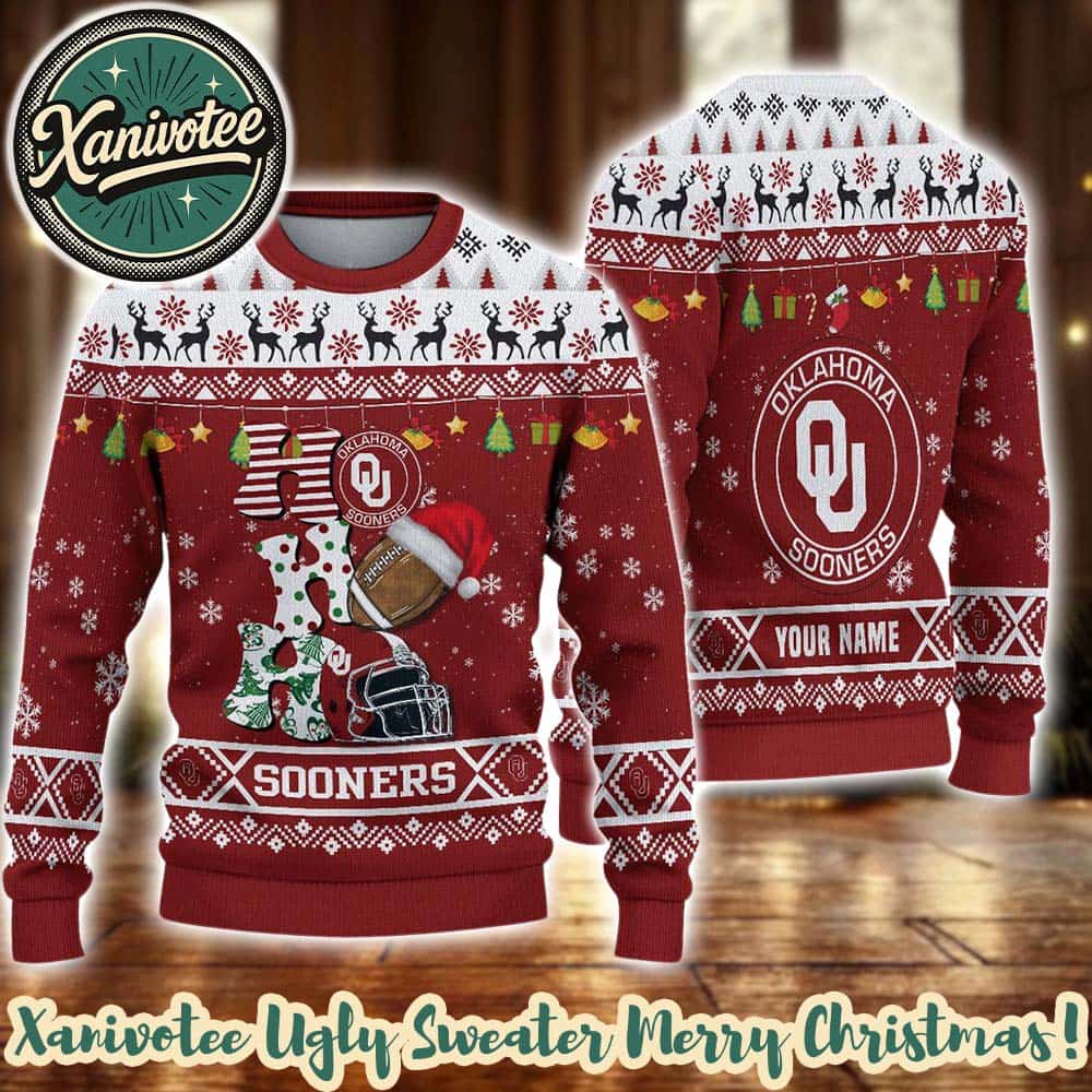 NCAA Oklahoma Sooners HO HO HO Holiday Christmas Xmas Ugly Christmas Sweater 2025 NCAA Oklahoma Sooners HO HO HO Holiday Christmas Xmas Ugly Christmas Sweater 2025