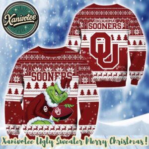 NCAA Oklahoma Sooners x Grinch Gift For Fan 2025 Knitted Ugly Christmas Sweater