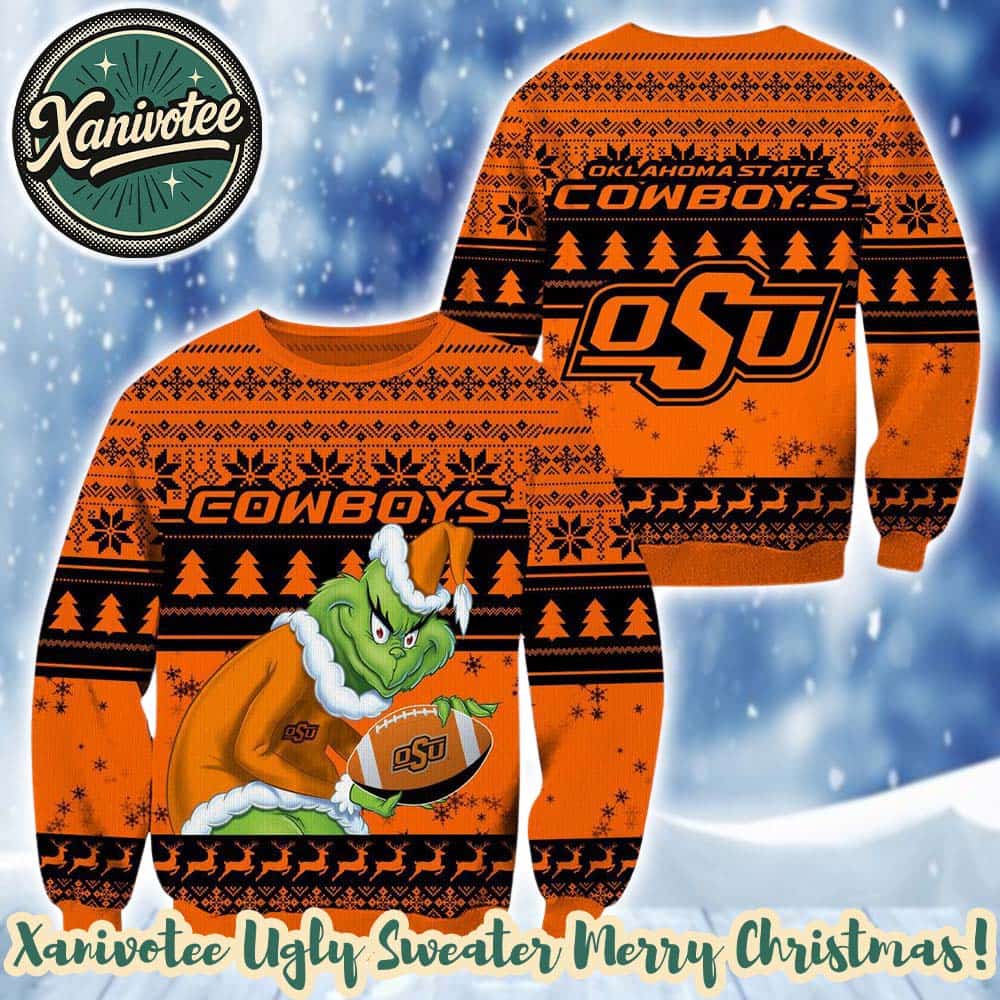 NCAA Oklahoma State Cowboys x Grinch Gift For Fan 2025 Knitted Ugly Christmas Sweater NCAA Oklahoma State Cowboys x Grinch Gift For Fan 2025 Knitted Ugly Christmas Sweater