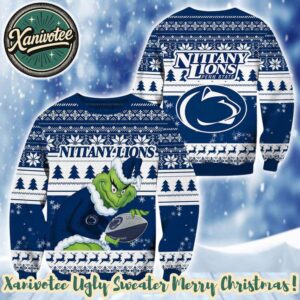 NCAA Penn State Nittany Lions x Grinch Gift For Fan 2025 Knitted Ugly Christmas Sweater