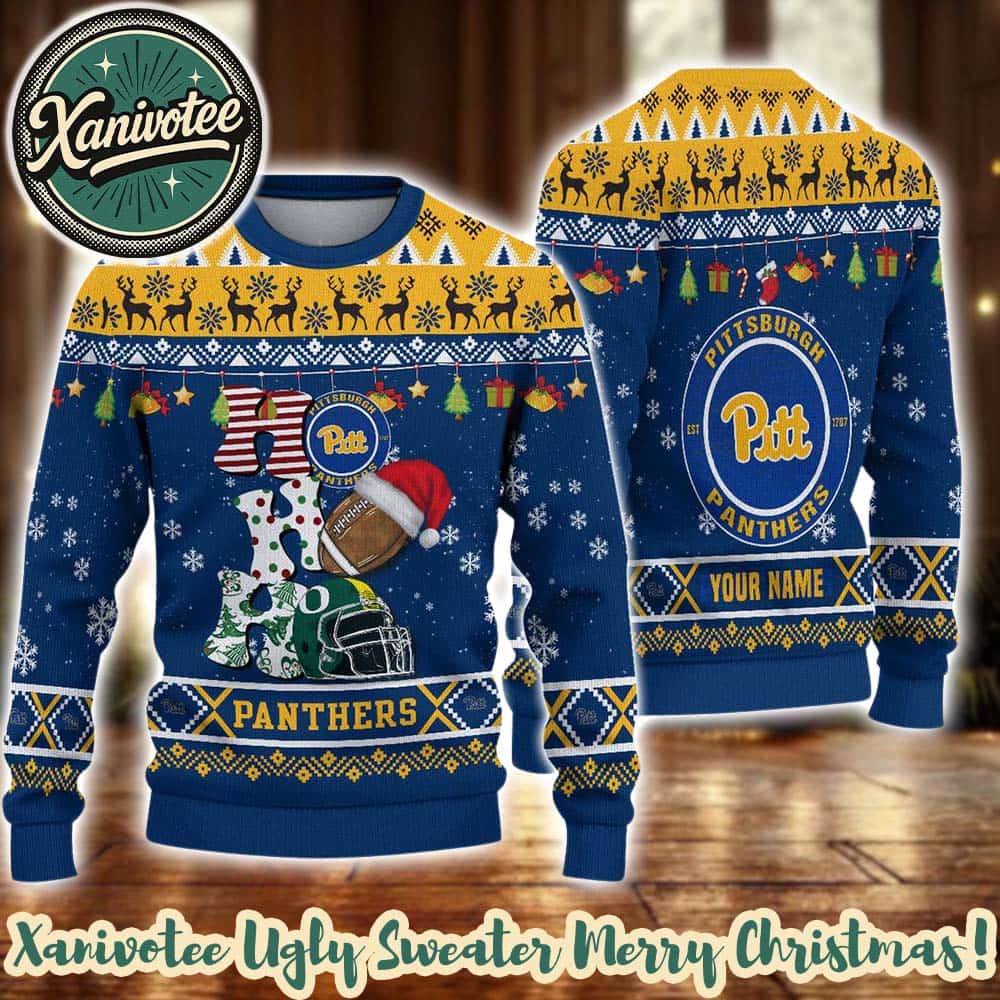 NCAA Pittsburgh Panthers HO HO HO Christmas 2025 Custom Ugly Christmas Sweater Gift NCAA Pittsburgh Panthers HO HO HO Christmas 2025 Custom Ugly Christmas Sweater Gift