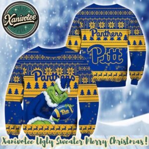 NCAA Pittsburgh Panthers x Grinch Gift For Fan 2025 Knitted Ugly Christmas Sweater
