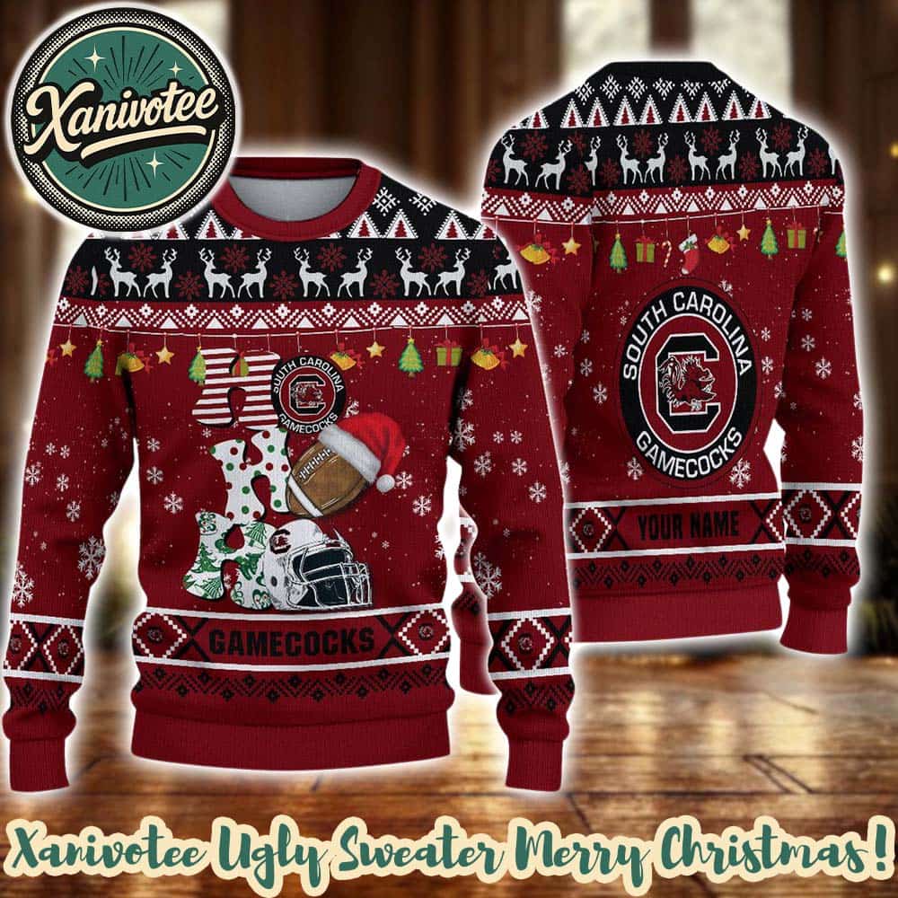 NCAA South Carolina Gamecocks HO HO HO Christmas 2025 Custom Ugly Christmas Sweater Gift NCAA South Carolina Gamecocks HO HO HO Christmas 2025 Custom Ugly Christmas Sweater Gift