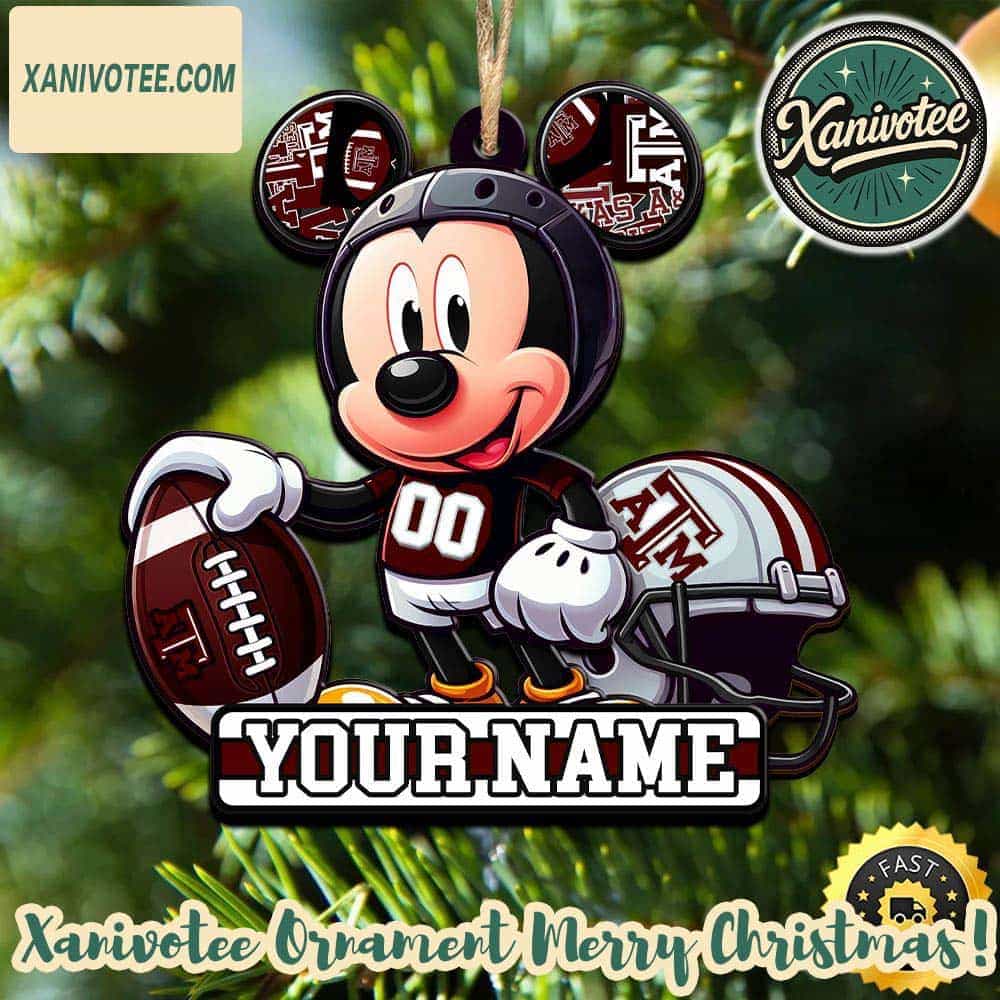 NCAA Texas A And M Aggies With Mickey Mouse NCAA Christmas 2025 Tree Decoration Ornament NCAA Texas A And M Aggies With Mickey Mouse NCAA Christmas 2025 Tree Decoration Ornament