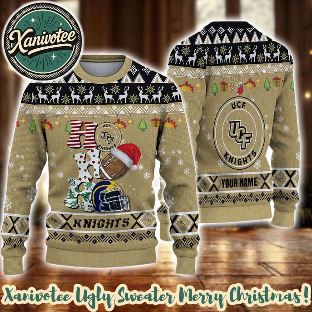 NCAA UCF Knights HO HO HO Christmas 2025 Custom Ugly Christmas Sweater Gift NCAA UCF Knights HO HO HO Christmas 2025 Custom Ugly Christmas Sweater Gift