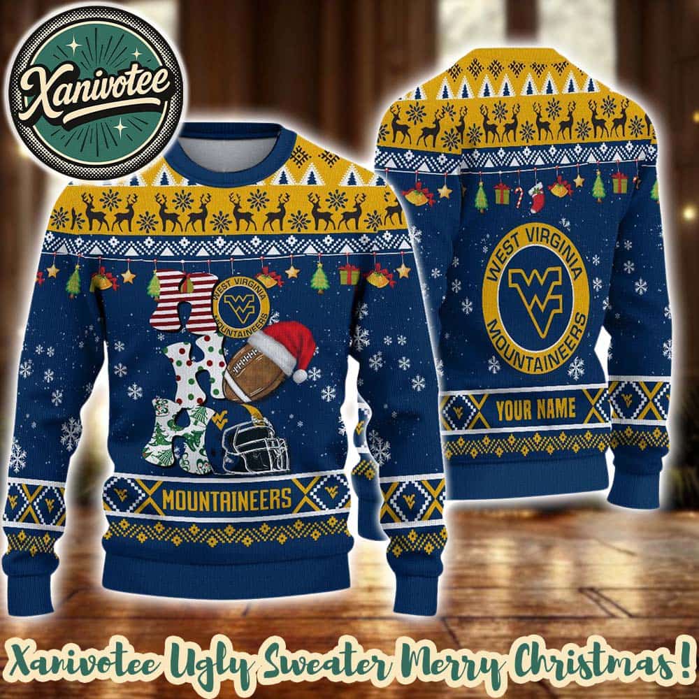 NCAA West Virginia Mountaineers HO HO HO Xmas 2025 Collectors Edition Ugly Christmas Sweater NCAA West Virginia Mountaineers HO HO HO Xmas 2025 Collectors Edition Ugly Christmas Sweater
