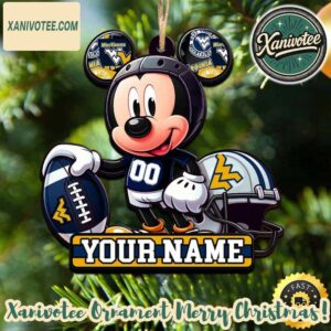 NCAA West Virginia Mountaineers With Mickey Mouse NCAA Christmas 2025 Tree Decoration Ornament