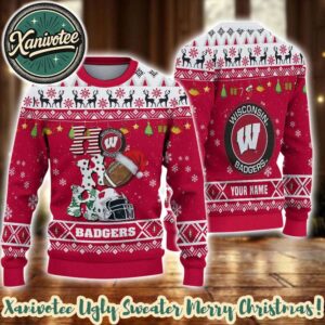 NCAA Wisconsin Badgers HO HO HO Xmas 2025 Collectors Edition Ugly Christmas Sweater