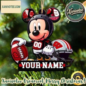 NCAA Wisconsin Badgers With Mickey Mouse NCAA Christmas 2025 Tree Decoration Ornament