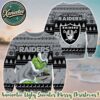 Las Vegas Raiders x Baby Yoda Hug The Ball NFL Personalized Christmas 2025 Holiday Ugly Christmas Sweater