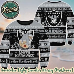 NFL Las Vegas Raiders x Santa Claus Merrykissmyass Funny Ugly Christmas Sweater Gift For Holiday 2025