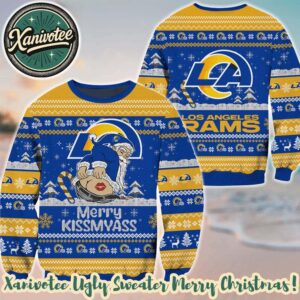 NFL Los Angeles Rams x Santa Claus Merrykissmyass Funny Ugly Christmas Sweater Gift For Holiday 2025
