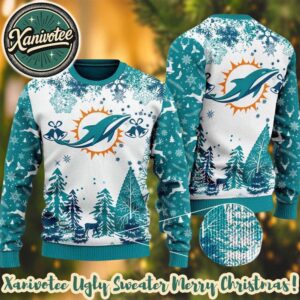 NFL Miami Dolphins Logo Football Team Special Xmas Cozy Knitted Ugly Christmas Sweater 2025 For Winter Holidays